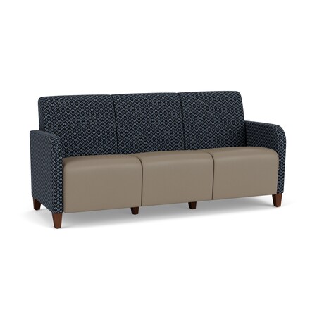 Lesro Siena 3 Seat Tandem Seating No Center Arms, Walnut, RS NightSky Back, MD Farro Seat, RS NightSky Panels SN3101